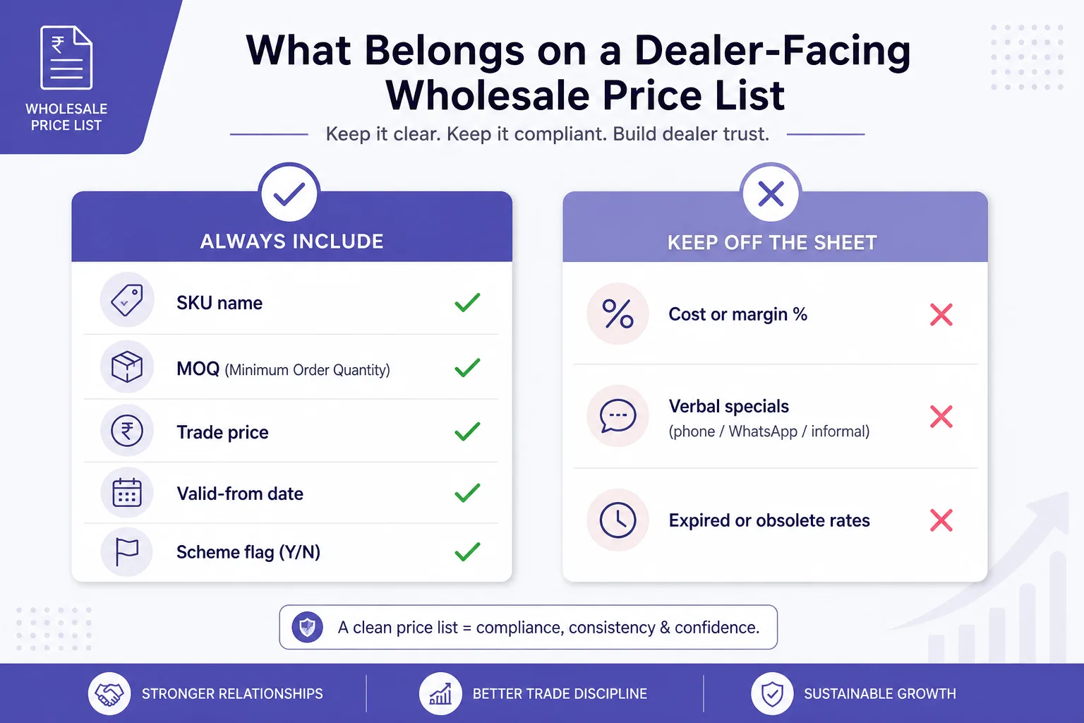 What to always include on a tiered B2B price list versus what to keep off the sheet